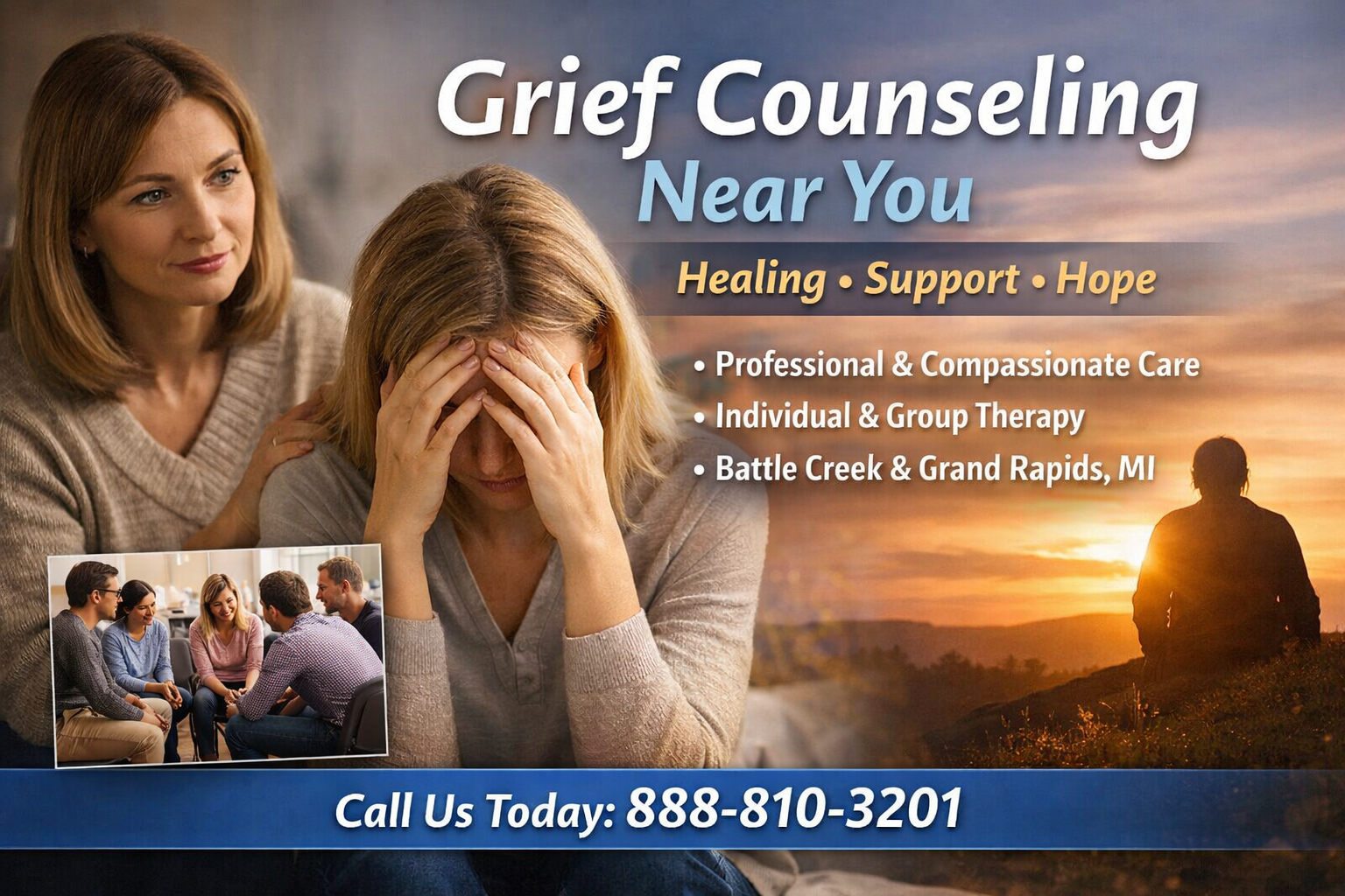 Therapist providing compassionate grief counseling and emotional support