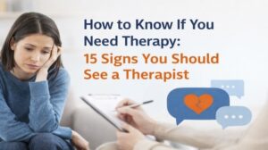 Woman in therapy session discussing mental health with therapist – signs you may need therapy