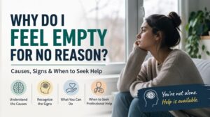 Person feeling emotionally empty and thoughtful, representing depression, stress, and mental health awareness